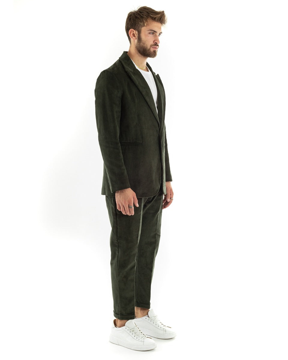 Single Breasted Men's Suit Velvet Suit Suit Jacket Trousers Green Elegant Ceremony GIOSAL-OU2190A