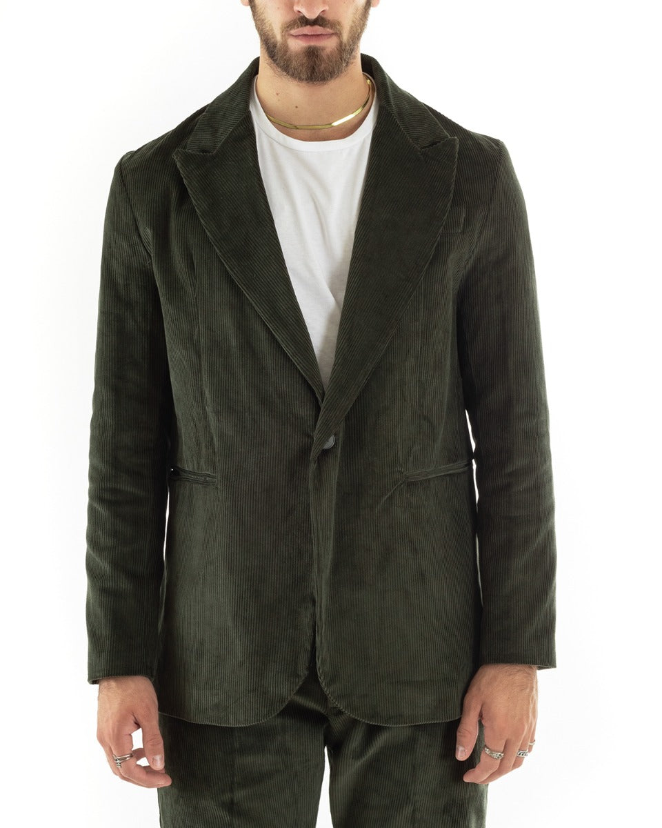 Single Breasted Men's Suit Velvet Suit Suit Jacket Trousers Green Elegant Ceremony GIOSAL-OU2190A