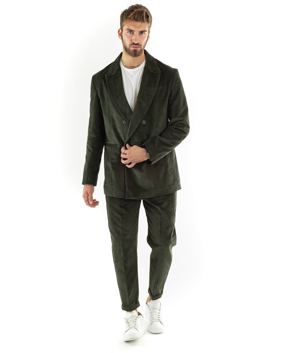 Men's Suit Double Breasted Velvet Suit Suit Jacket Trousers Green Elegant Ceremony GIOSAL-OU2195A