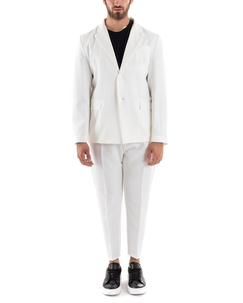 Single Breasted Men's Suit Viscose Suit Jacket Pants White Elegant Ceremony GIOSAL-OU2207A