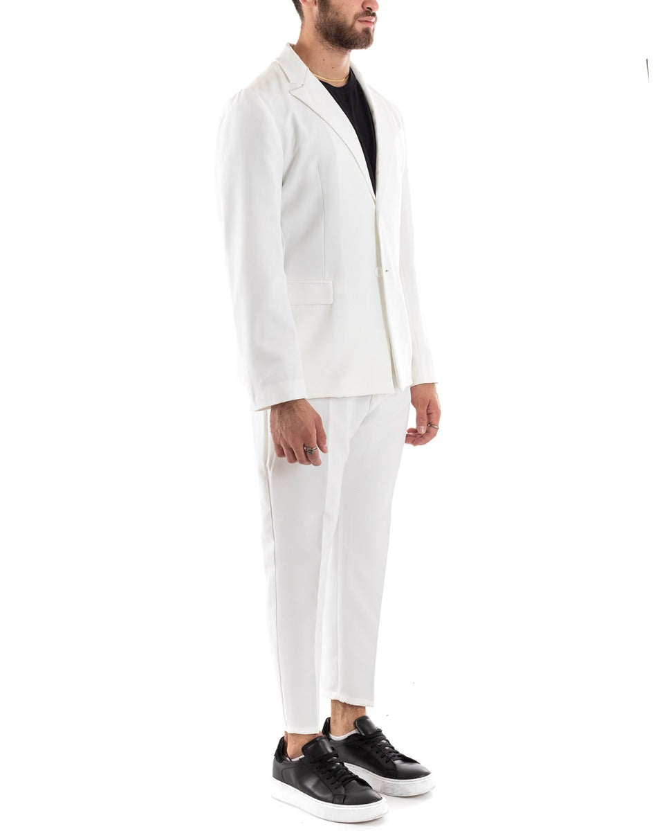 Single Breasted Men's Suit Viscose Suit Jacket Pants White Elegant Ceremony GIOSAL-OU2207A