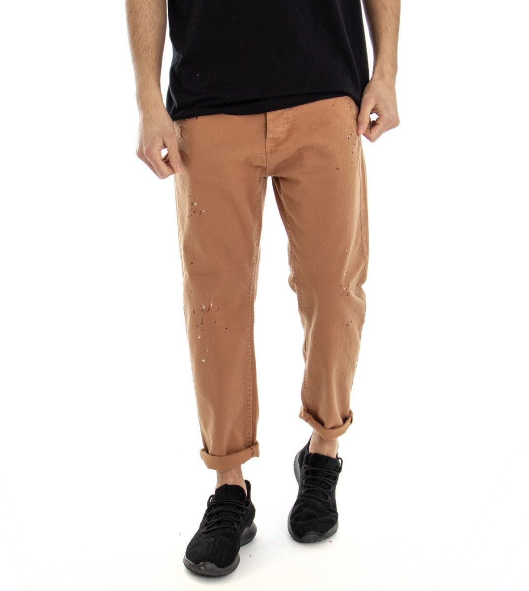 Pantaloni Jeans Uomo Loose Fit Camel Cinque Tasche Casual GIOSAL-P3102A