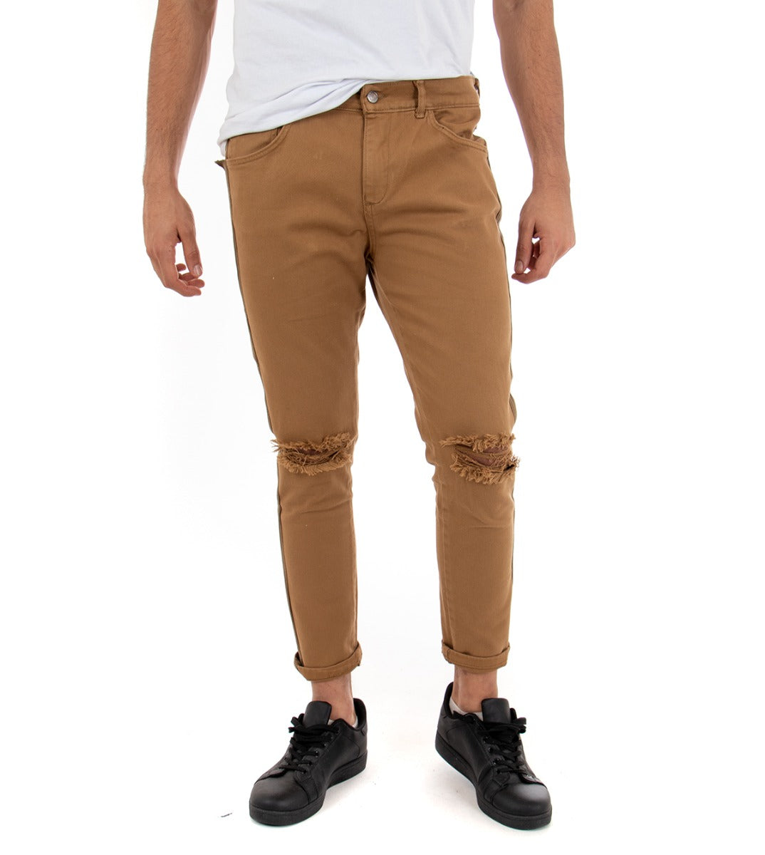 Slim Fit Men's Knee-Length Jeans Pants Camel Casual GIOSAL-P3321A