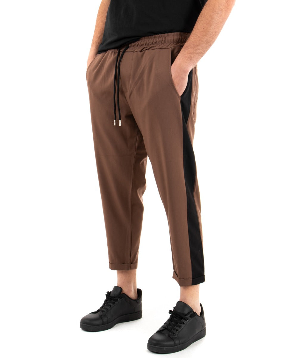 Mens cropped clearance drawstring trousers