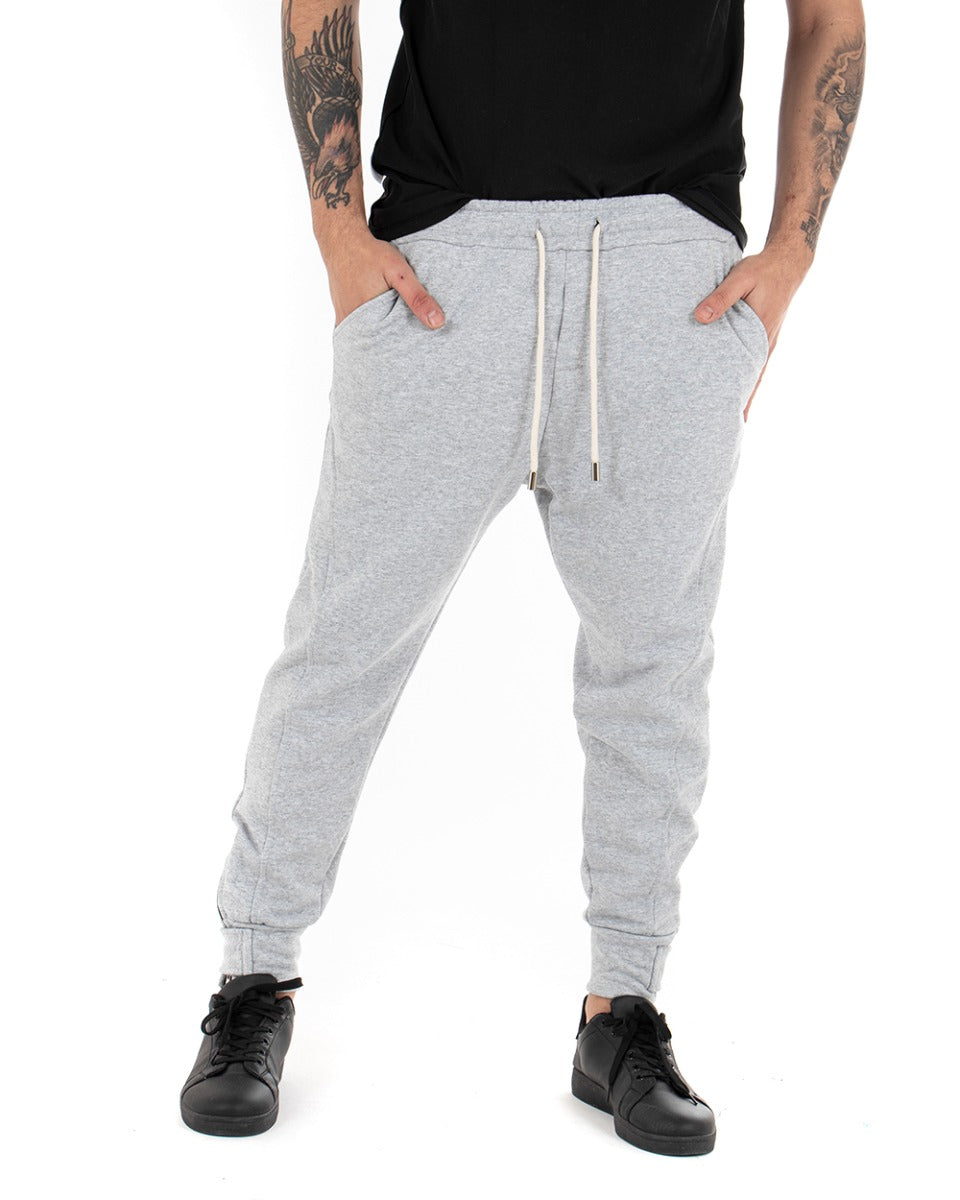 Pantaloni Uomo Pantalaccio Tuta Tinta Unita Grigio Casual Cavallo Basso GIOSAL-P3613A