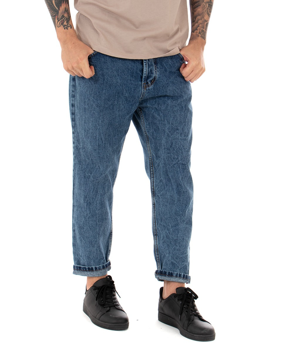 Pantaloni Jeans Uomo Loose Fit Denim Stone Washed Cinque Tasche Casual GIOSAL-P3685A
