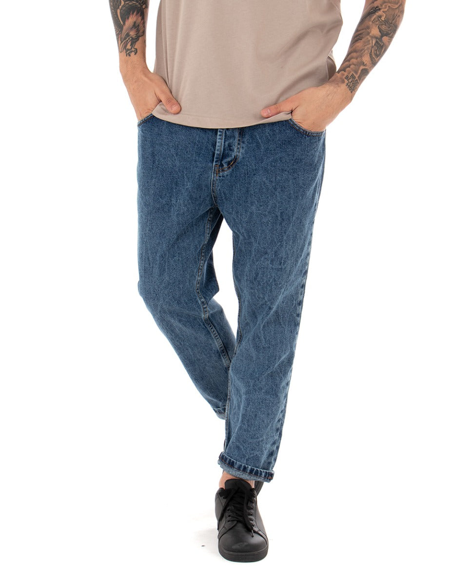 Pantaloni Jeans Uomo Loose Fit Denim Stone Washed Cinque Tasche Casual GIOSAL-P3685A