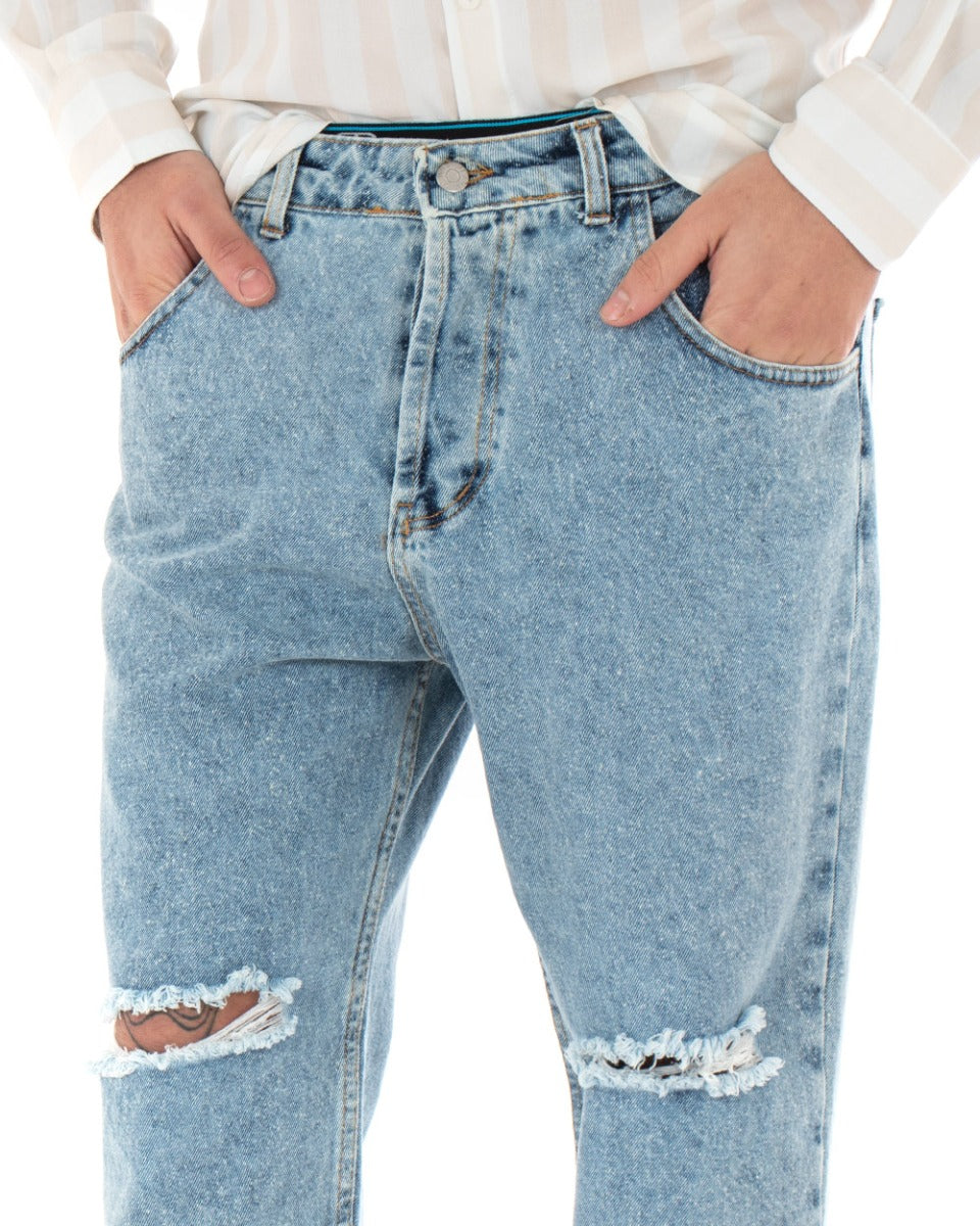 Men's Jeans Trousers Loose Fit Light Denim Five Pockets Knee-Length GIOSAL-P3686A
