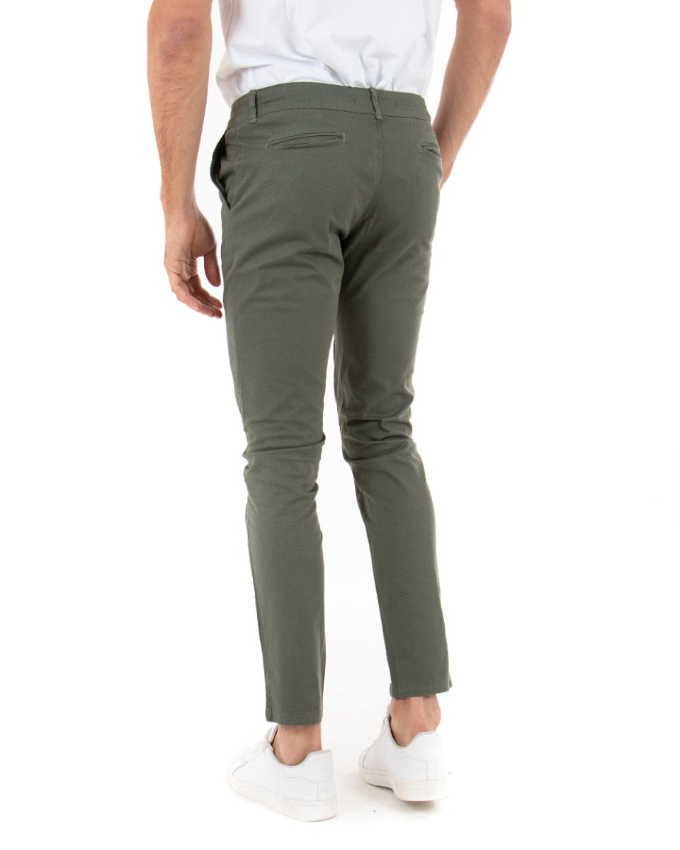 Pantaloni Uomo Slim Tasca America Tinta Unita Verde Microfantasia GIOSAL-P3737A