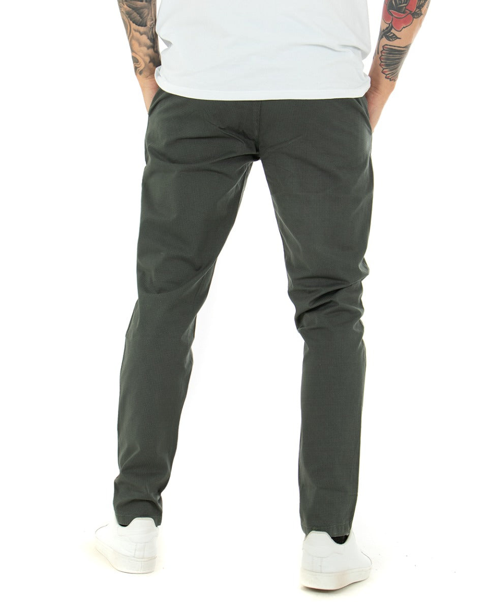 Pantaloni Uomo Tasca America Microfantasia Verde Classico Casual GIOSAL-P3815A