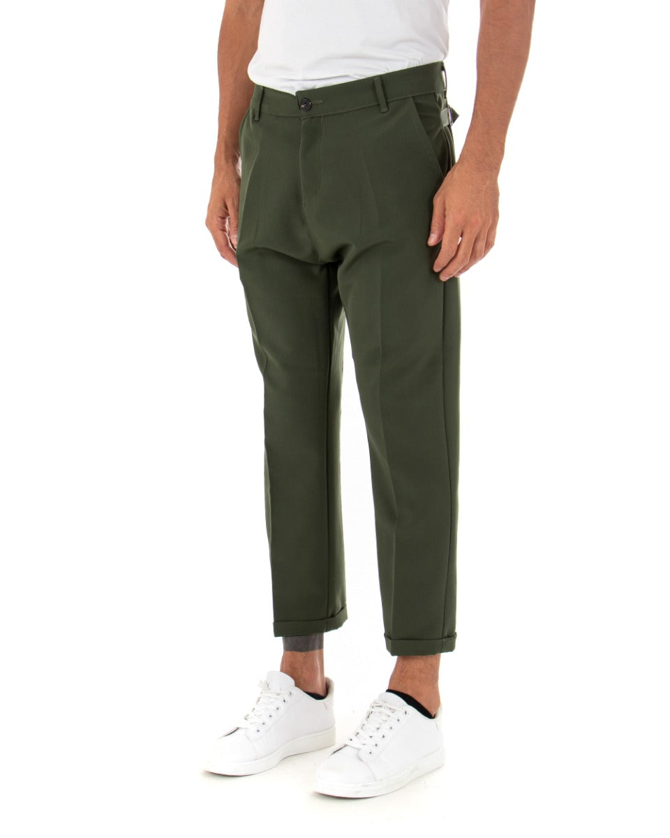 Pantaloni Uomo Tasca America Viscosa Classico Tinta Unita Verde Casual GIOSAL-P4063A