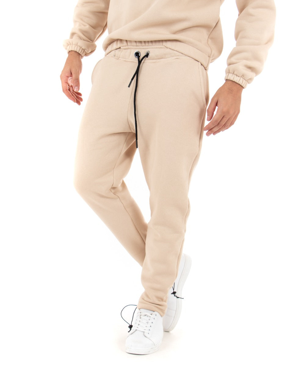 Men's Tracksuit Pants Solid Color Beige Paul Barrell Casual Elastic GIOSAL