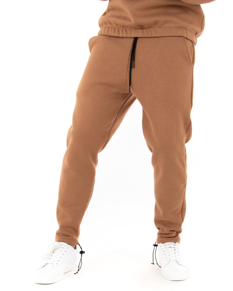 Pantaloni Uomo Pantalaccio Tuta Basic Camel Comodo Caldo Felpato Polycot GIOSAL-P4072A