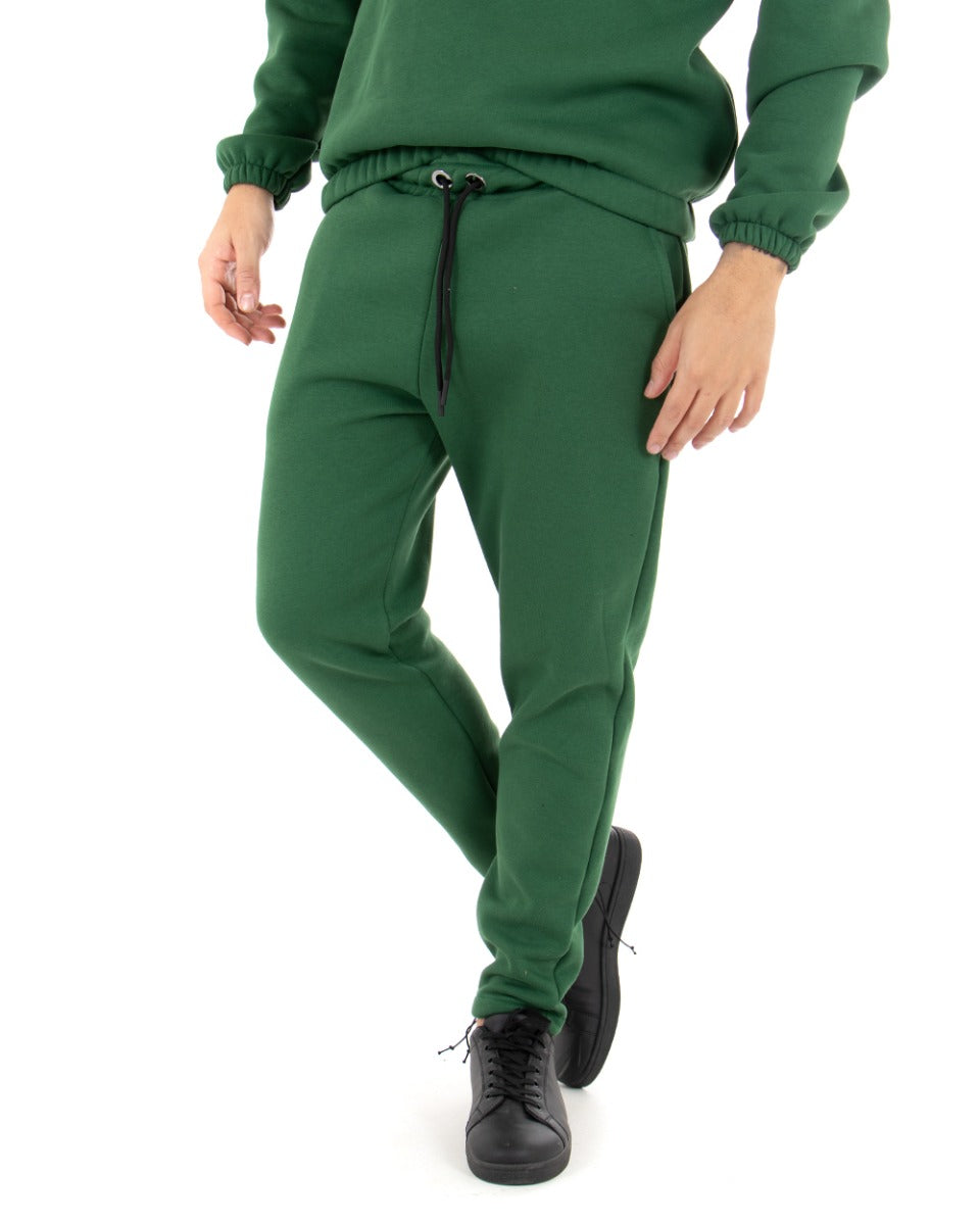 Pantaloni Uomo Pantalaccio Tuta Basic Verde Comodo Caldo Felpato Polycot GIOSAL-P4074A