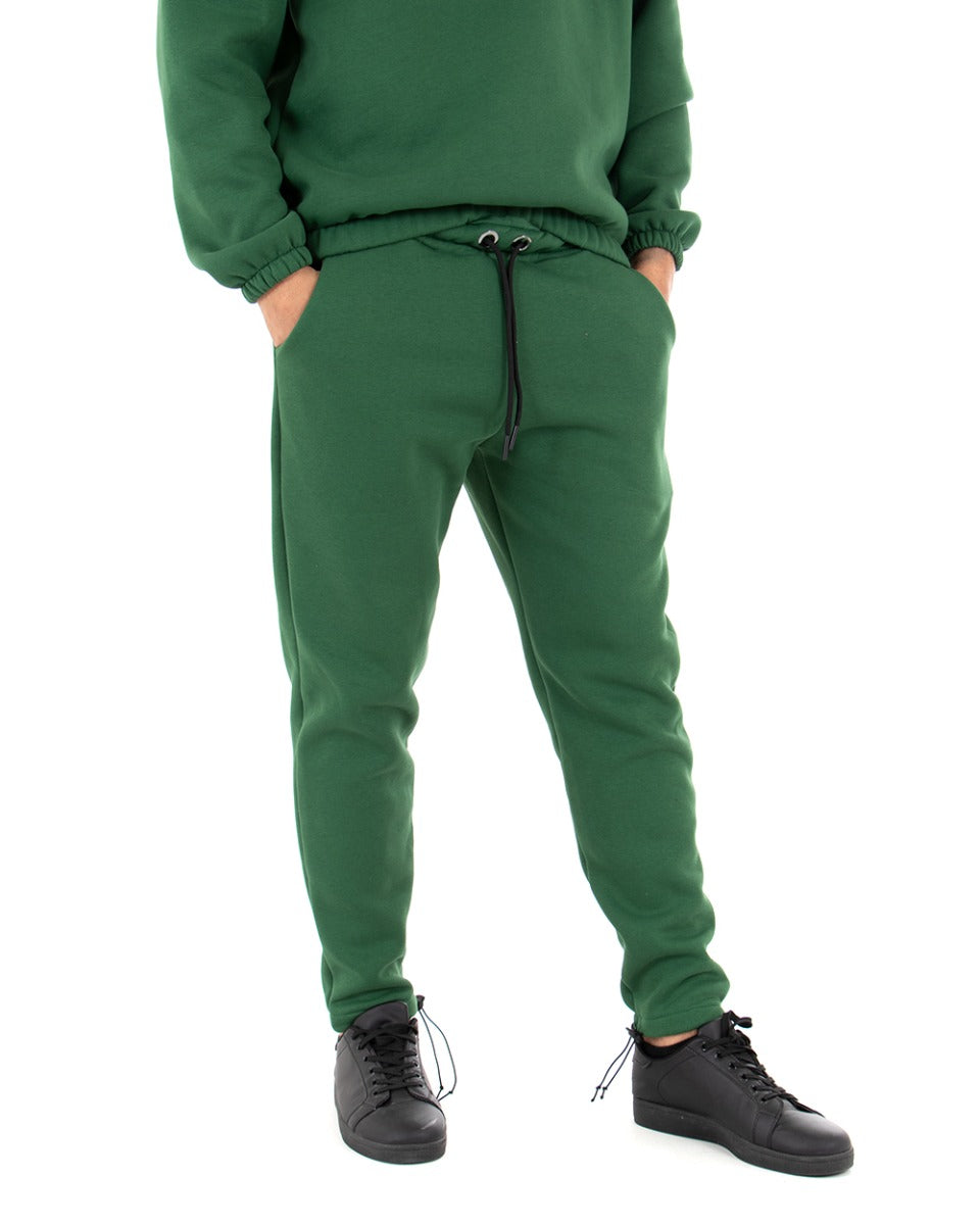 Pantaloni Uomo Pantalaccio Tuta Basic Verde Comodo Caldo Felpato Polycot GIOSAL-P4074A