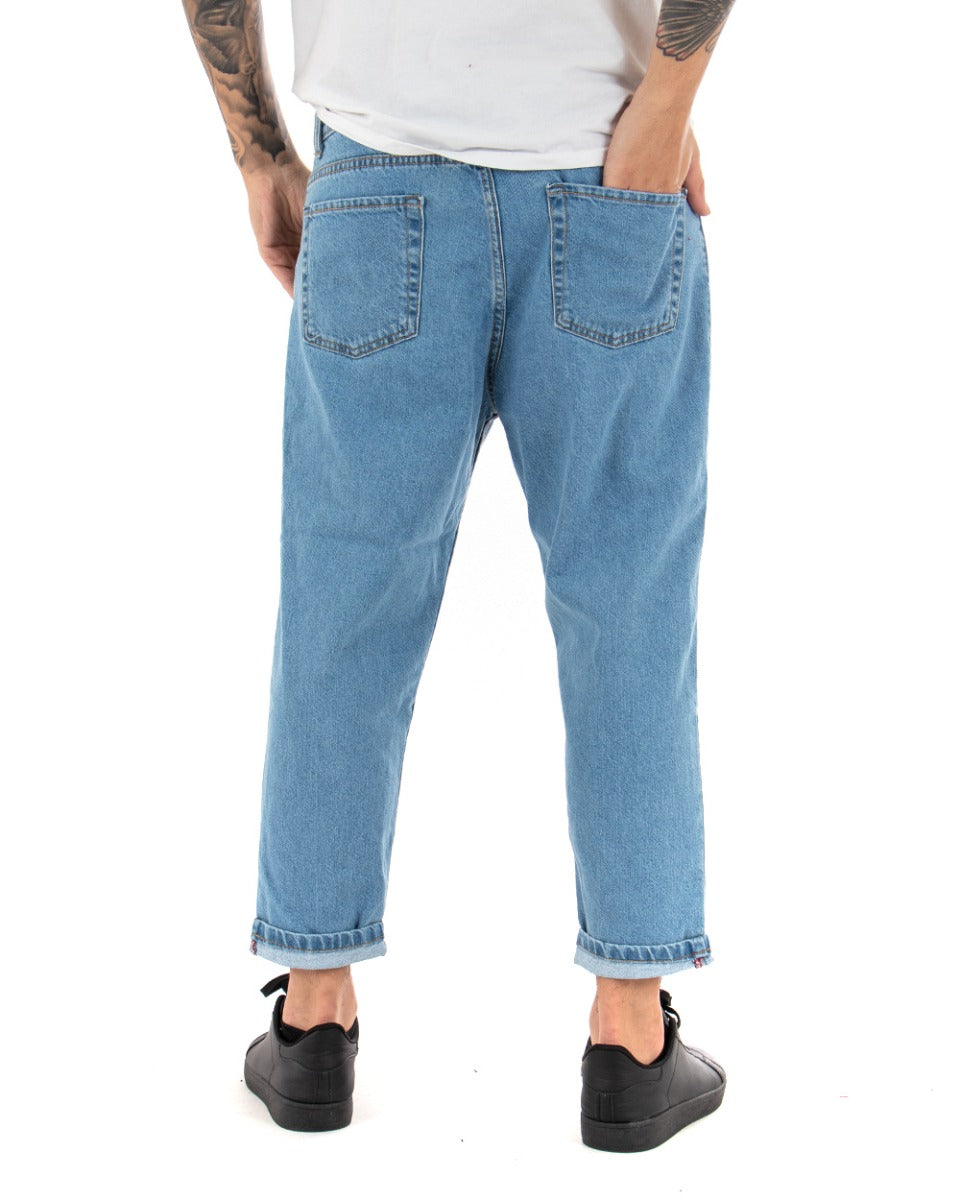 Pantaloni Jeans Uomo Loose Fit Denim Chiaro Basic Cinque Tasche Casual GIOSAL-P4077A