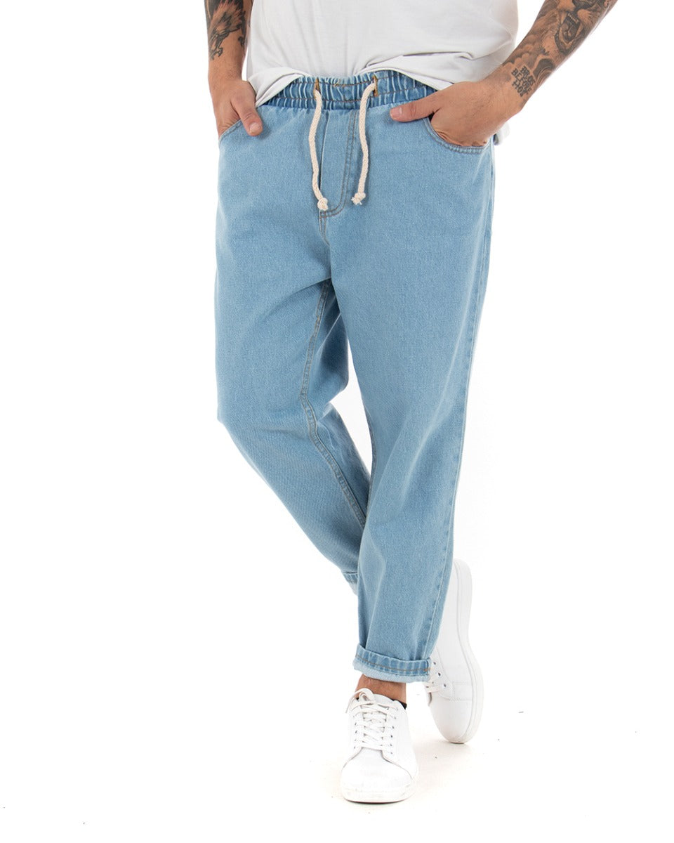 Pantaloni Jeans Uomo Loose Fit Denim Chiaro Basic Semplice Pantalaccio Casual GIOSAL-P4081A