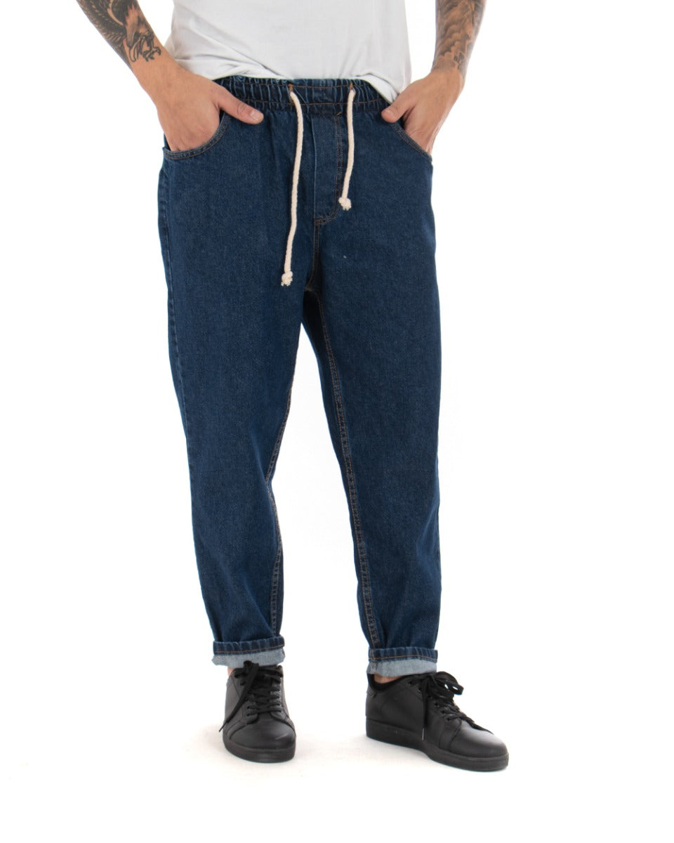 Pantaloni Jeans Uomo Loose Fit Denim Scuro Basic Pantalaccio Semplice Casual GIOSAL-P4082A