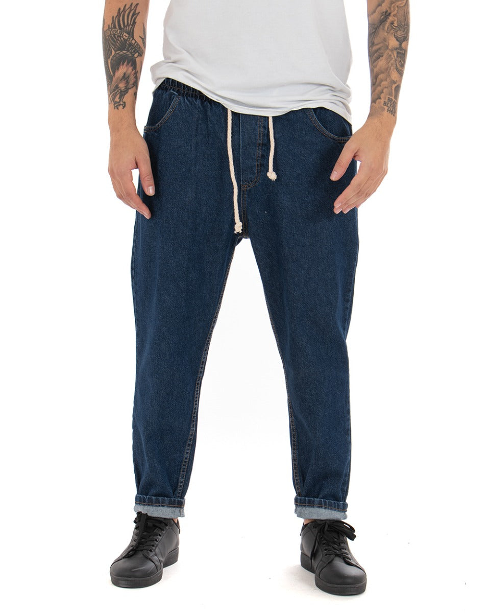 Pantaloni Jeans Uomo Loose Fit Denim Scuro Basic Pantalaccio Semplice Casual GIOSAL-P4082A