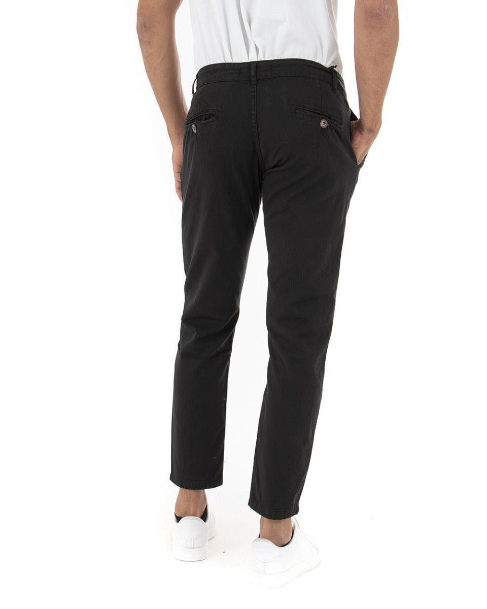 Pantaloni Uomo Tasca America Basic Cotone Elastico Nero Slim Classico GIOSAL-P5004A