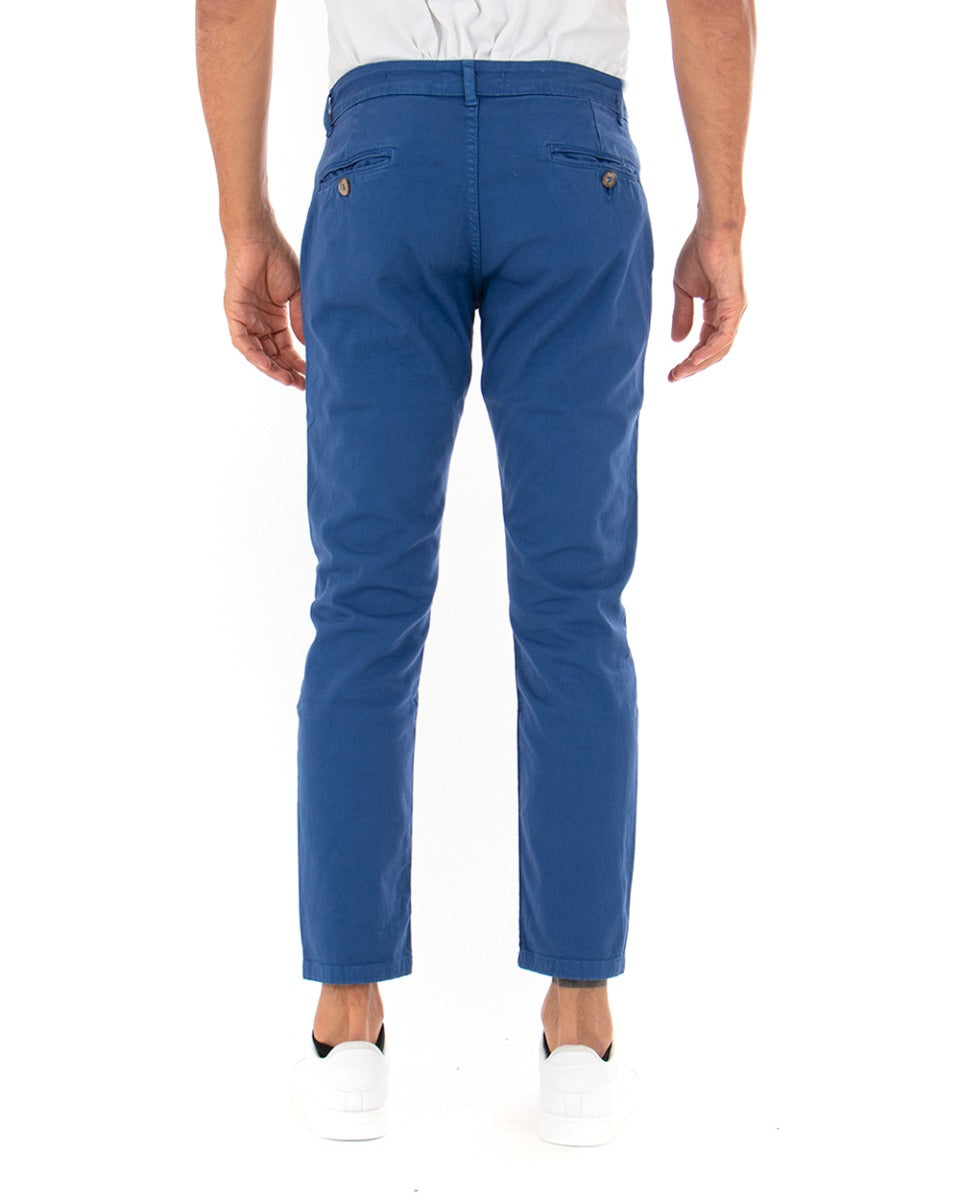 Long Men's Solid Color Royal Blue Trousers Paul Barrell Classic GIOSAL