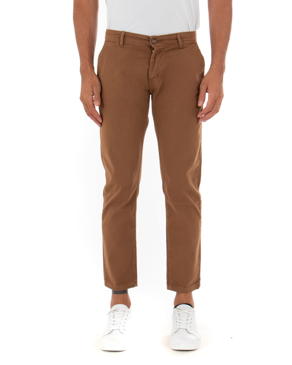 Men's Long Solid Color Trousers Camel Paul Barrell Classic GIOSAL