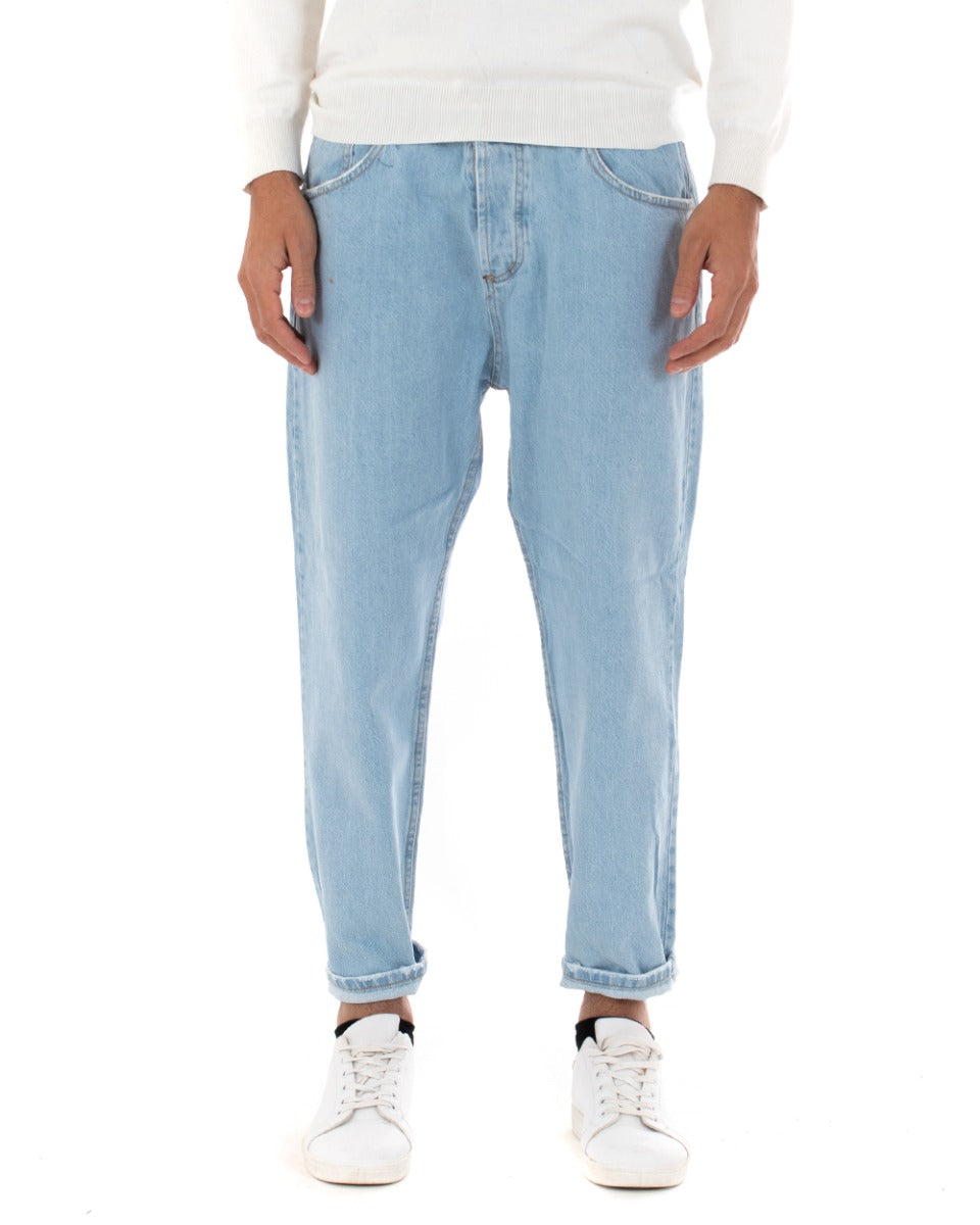 Pantaloni Jeans Uomo Loose Fit Denim Chiaro Cinque Tasche Casual GIOSAL-P5041A