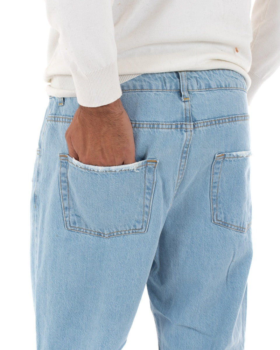 Pantaloni Jeans Uomo Loose Fit Denim Chiaro Cinque Tasche Casual GIOSAL-P5041A