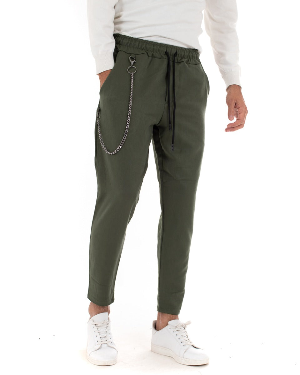 Pantaloni Uomo Pantalaccio Viscosa Casual Comodo Tinta Unita Verde GIOSAL-P5048A