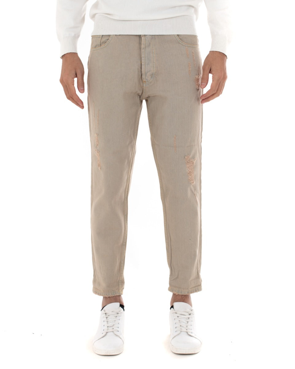 Pantaloni Jeans Uomo Slim Fit Denim Sabbiato Cinque Tasche GIOSAL-P5069A