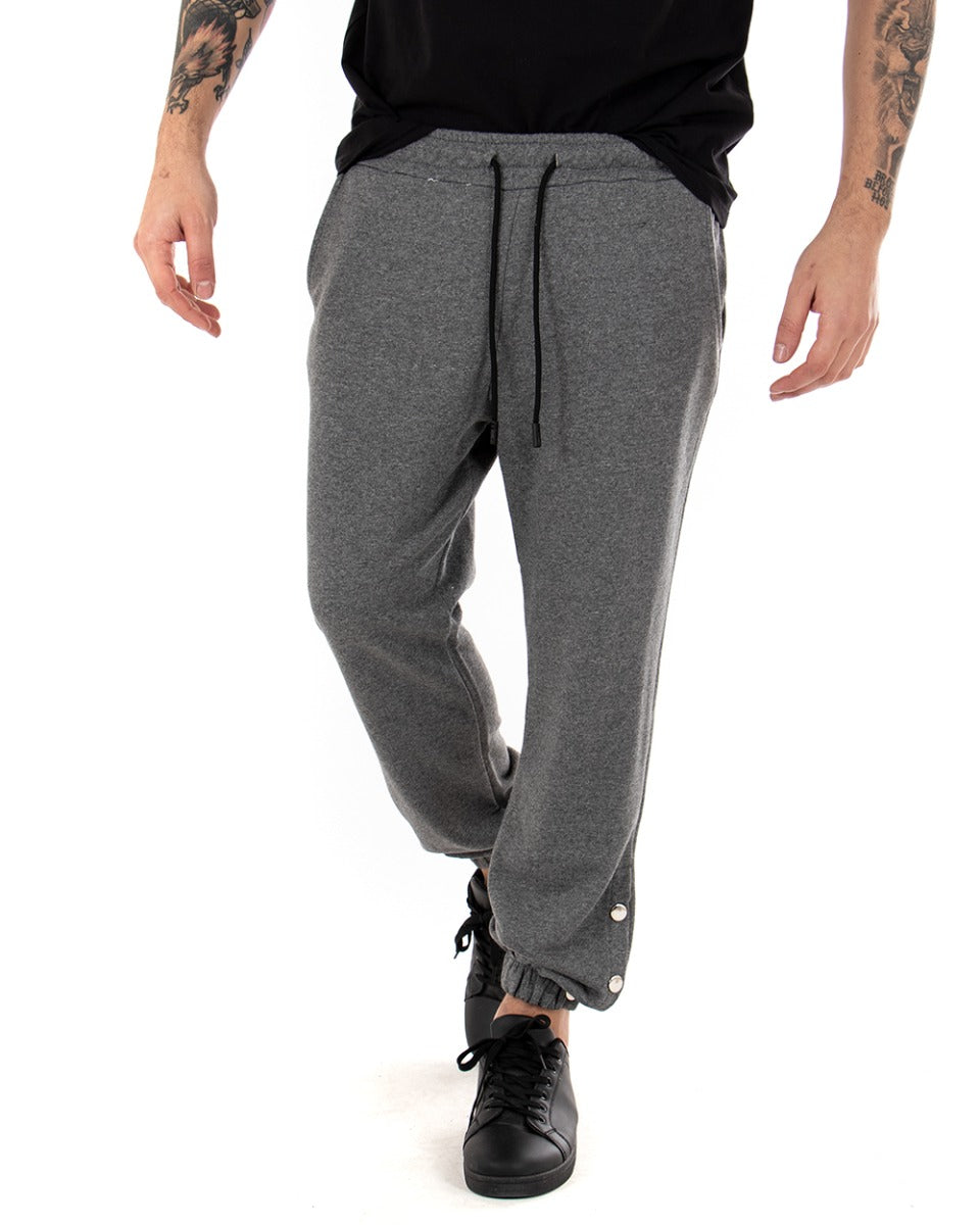Pantaloni Uomo Pantalaccio Comodo Tuta Bottoni Grigio Coulisse Casual GIOSAL-P5090A