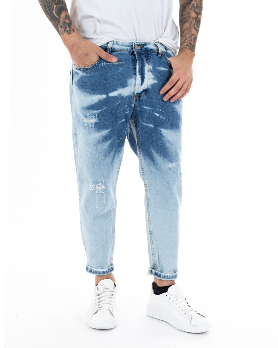 Pantaloni Jeans Uomo Loose Fit Denim Chiaro Sfumato Cinque Tasche Casual GIOSAL-P5140A