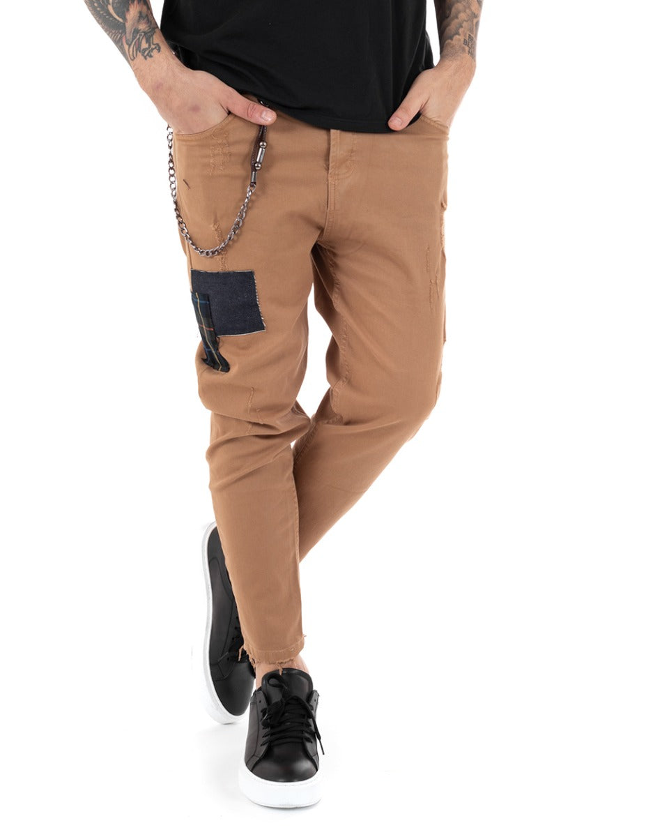 Pantaloni Jeans Uomo Slim Fit Camel Cinque Tasche Casual GIOSAL-P5145A