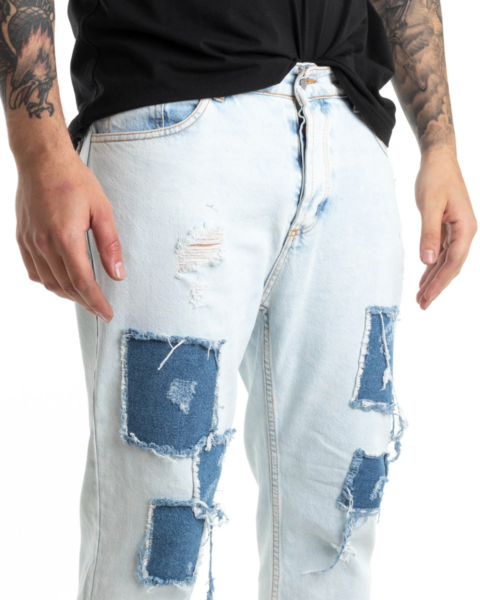 Pantaloni Jeans Uomo Regular Fit Denim Chiaro Cinque Tasche GIOSAL-P5288A