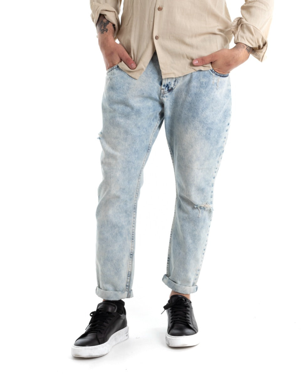 Pantaloni Jeans Uomo Loose Fit Denim Sabbiato Stone Washed Cinque Tasche GIOSAL-P5289A