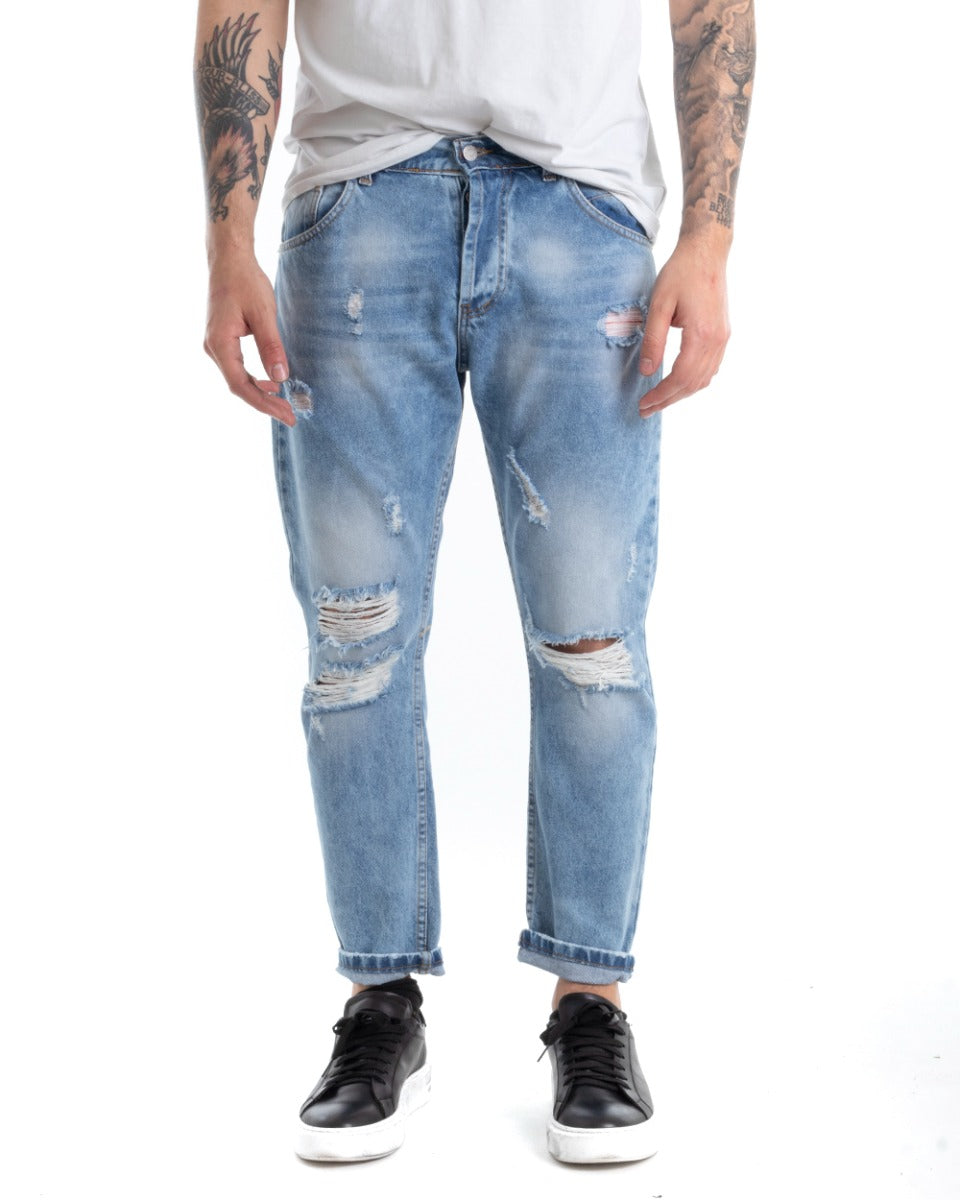 Men's Jeans Trousers Loose Fit Denim With Rips Five Casual Pockets GIOSAL-P5308A