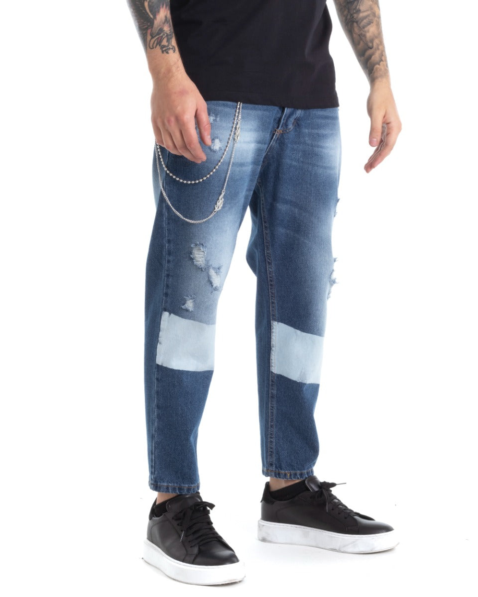 Men's Loose Fit Dark Denim Five Pocket Jeans Trousers GIOSAL-P5314A