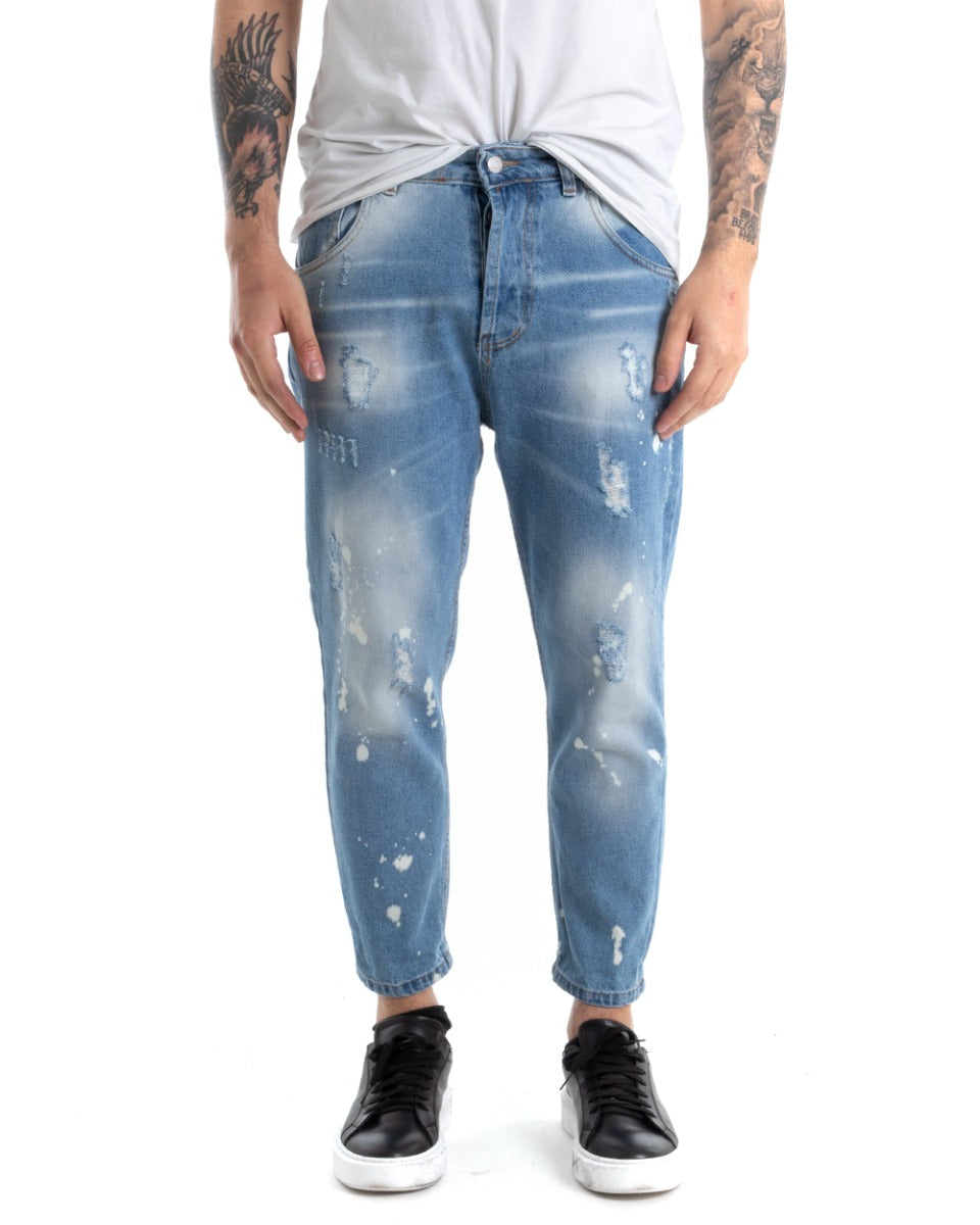 Pantaloni Jeans Uomo Loose Fit Denim Con Rotture Cinque Tasche GIOSAL-P5315A