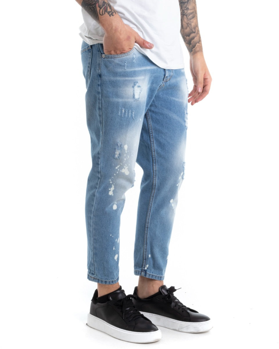 Pantaloni Jeans Uomo Loose Fit Denim Con Rotture Cinque Tasche GIOSAL-P5315A