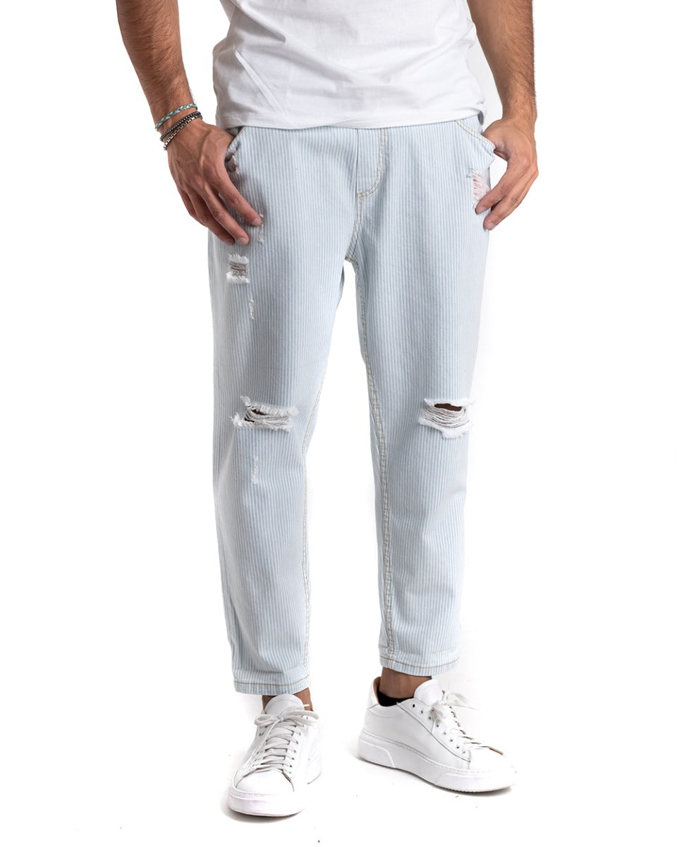 Pantaloni Jeans Uomo Regular Fit Pantalaccio Denim Rigato Gessato Casual GIOSAL-P5351A
