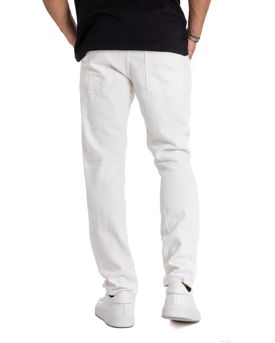 Men's Trousers Solid Color White Five Pockets GIOSAL