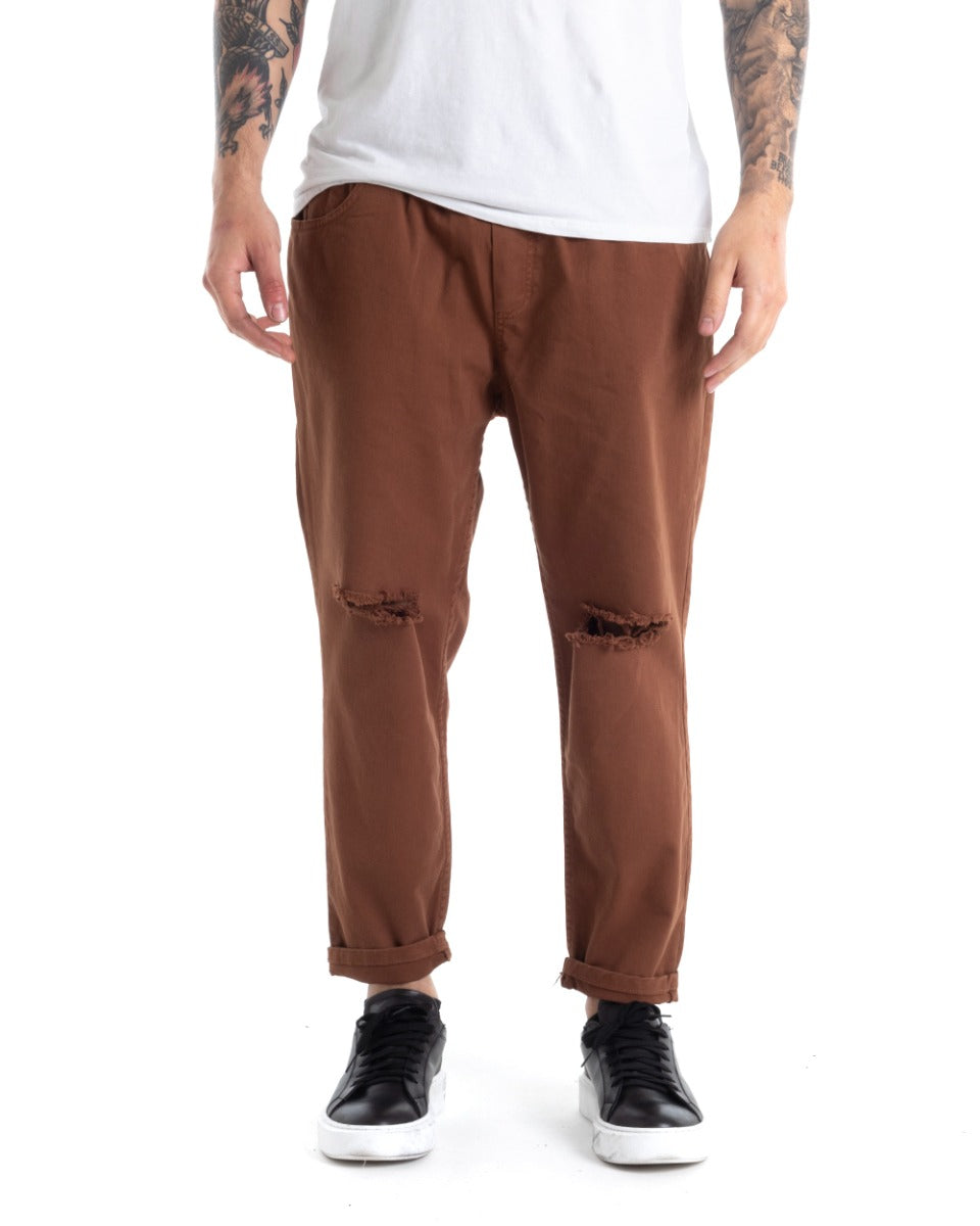 Men's Jeans Trousers Regular Fit Tobacco Casual Knee-Length Cut GIOSAL-P5369A