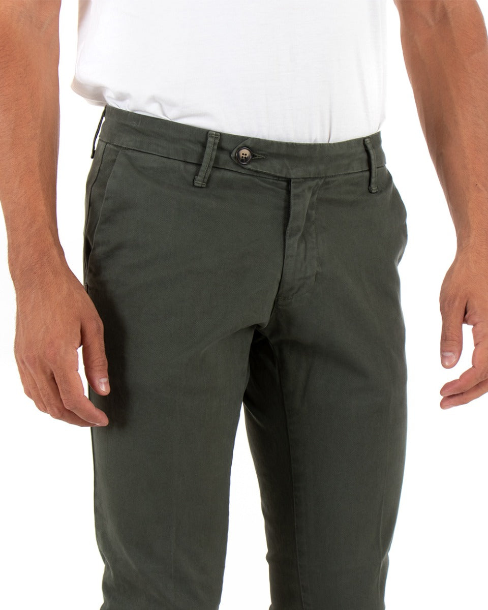 Pantaloni Uomo Tasca America Capri Classico Abbottonatura Allungata Verde GIOSAL-P5398A