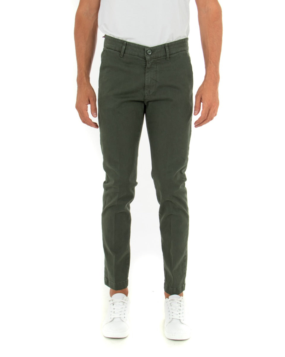Classic Men's Solid Color Long Casual Pants Military Green Basic GIOSAL
