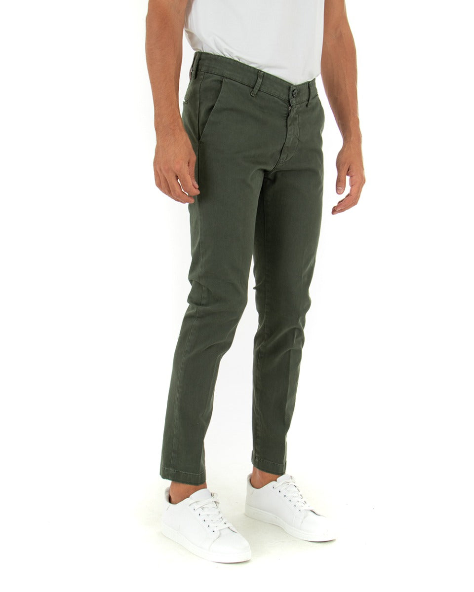 Pantaloni Uomo Tasca America Lungo Classico Slim Verde Militare GIOSAL-P5404A