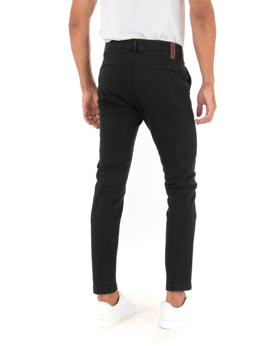 Men's Classic Solid Color Long Casual Black Basic Trousers GIOSAL