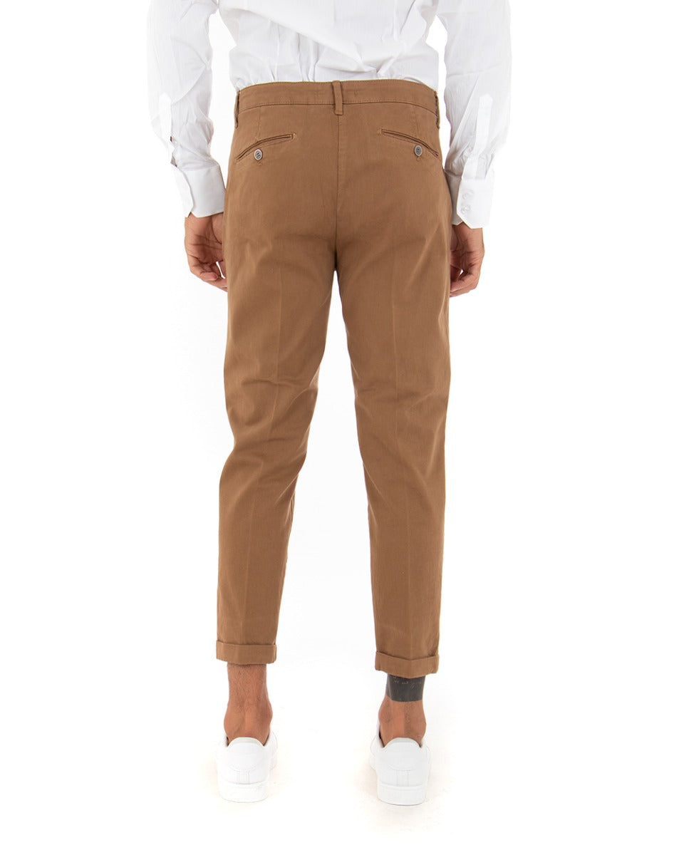 Classic Men's Capri Pants Solid Color Long Camel Casual America Pocket GIOSAL