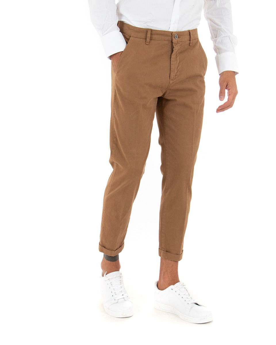 Classic Men's Capri Pants Solid Color Long Camel Casual America Pocket GIOSAL