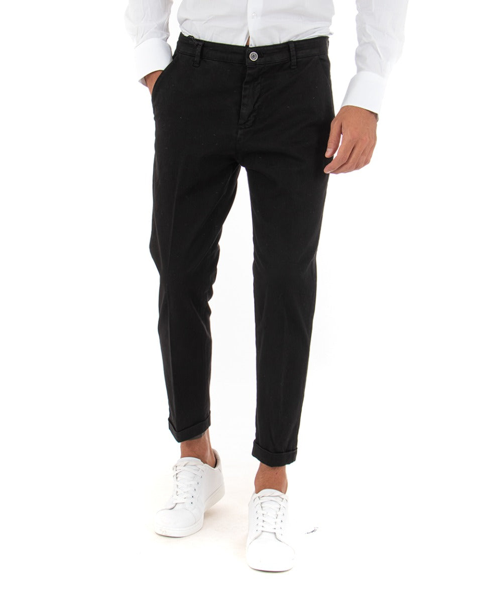 Classic Men's Capri Pants Solid Color Long Black Casual America Pocket GIOSAL