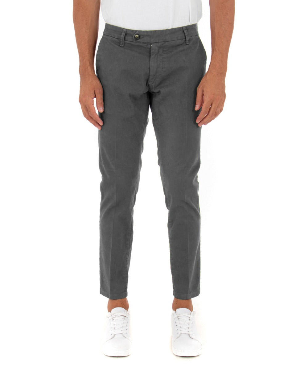 Men's Pants Elongated Button Capri American Pocket Classic Solid Color Dark Gray GIOSAL-P5442A